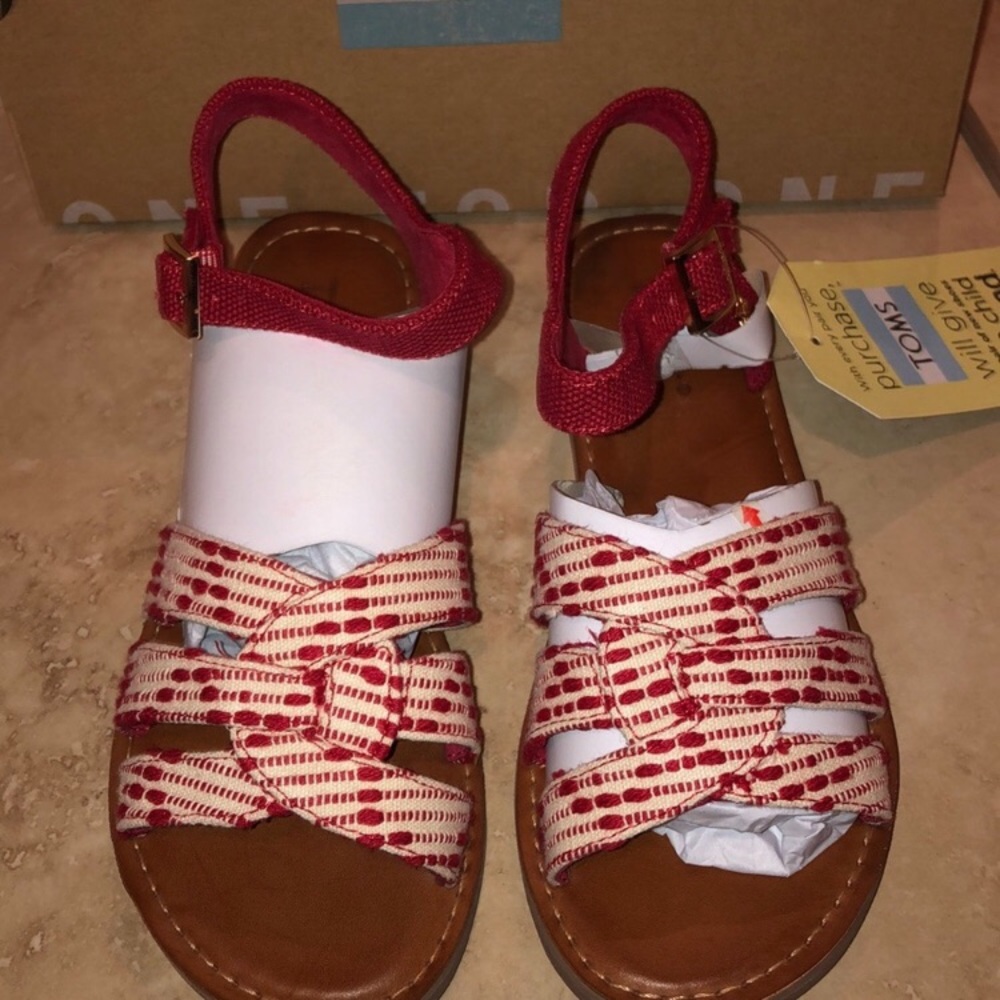 TOMS Womens Zoe ScarletMultiCrossStitch Ankle